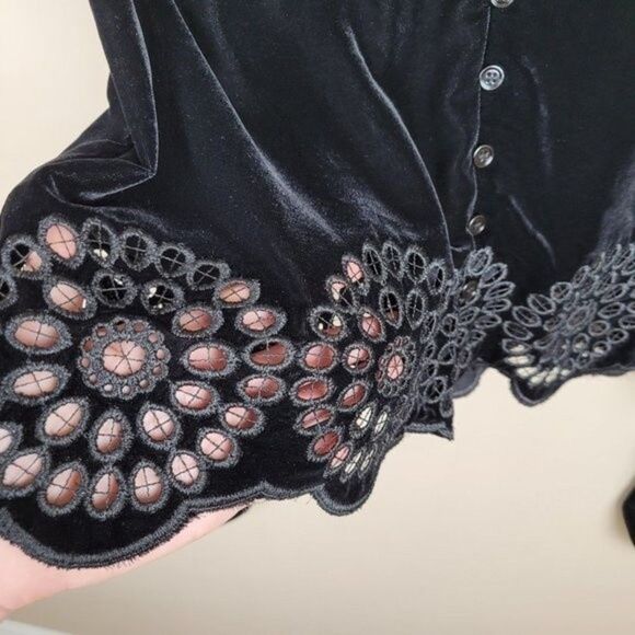 Zara Black Velvet Embroidery Mini Dress Long Sleeve Size XS NWT - Picture 11 of 16